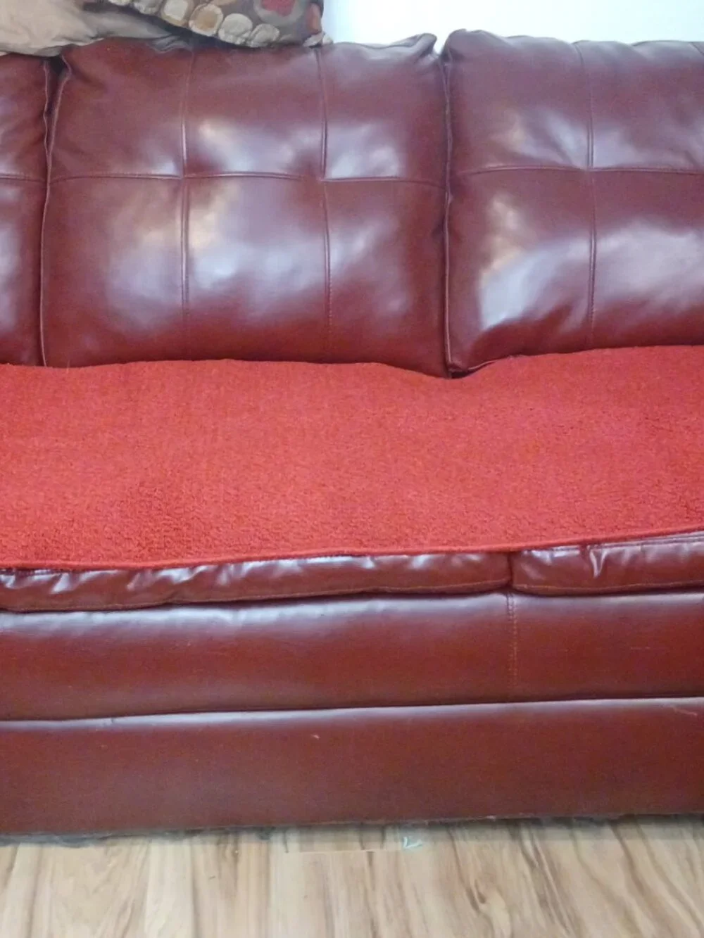 The wine colored hallway runner is a stylish addition to any adult's home decor.